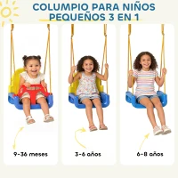 AIYAPLAY Columpio para Bebés 3 en 1 con Cuerdas Ajustables Cinturón de Seguridad Marco de Acero Plegable Azul(m-4)