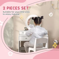 AIYAPLAY Kids Dressing Table Set Kids Make up Table with Stool and Mirror, Storage Drawers, Gift for Aged 3-8(m-4)