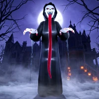 Outsunny Opblaasbaar Halloween-skelet 310 cm met geïntegreerde ledverlichting, griezeldecoratie voor binnen en buiten(m-2)