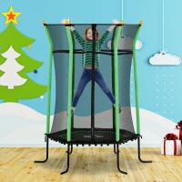 HOMCOM Trampoline pour enfant 1,22 x 1,11 x 1,9 m filet de sécurité porte zippée 6 poteaux rembourrés inclus vert noir(m-10)