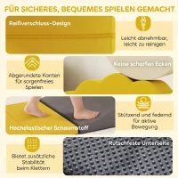 AIYAPLAY 7-teiliges Kinder Schaumstoff Bausteine für Kinder mit abnehmbarem Bezug, Indoor Kletter- und Krabbelspielzeug, Gelb(m-5)