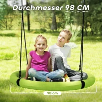 AIYAPLAY Nestschommel, Ronde Tuinschommel, 150 kg Draagvermogen, Hoogteverstelbaar, Groen(m-5)