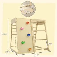 HOMCOM Ensemble d'escalade 5 en 1 avec balançoire mur d'escalade corde et grimpe en bois barres de singe pour enfants(m-3)