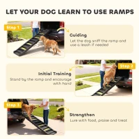 PawHut Dog Car Ramp with Anti-Slip Steps, 10-Steps Pet Stairs for Pets to Access Cars and High Beds, Black(m-8)