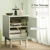 HOMCOM 2-Piece Rattan Bedside Table for Bedroom - Light Green(m-6)