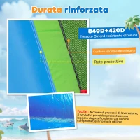 Outsunny Castello Gonfiabile per Bambini con Scivolo, Trampolino e Piscina, 390x300x197cm(m-6)