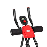 SPORTNOW Buiktrainer, inklapbare ab-trainer met lcd-display en dubbele rails, staal, rood, belastbaar tot 120 kg(m-11)