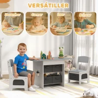 AIYAPLAY Mesa Infantil com 2 Cadeiras Mesa e Cadeiras para Crianças com 6 Gavetas de Tecido Desenho Estrelas Cinza Claro(m-4)