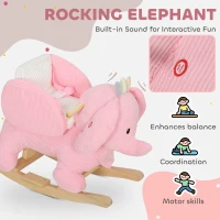 AIYAPLAY Kids Rocking Horse, Baby Ride on Elephant Rocker with Safety Belt and Sound for Toddlers 18 to 36 Months, Pink(m-4)