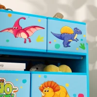 AIYAPLAY 3-Tier Kids Storage Unit with 9 Non-Woven Fabric Boxes for Toys, Books, for Bedroom, Nursery, Blue(m-9)