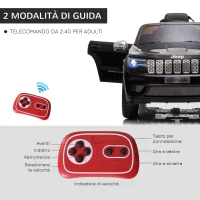 HOMCOM Macchina Elettrica Jeep per Bambini 12V, Guida Manuale e con Telecomando Velocità 0-3km/h, 114x76x58cm, Nero(m-6)
