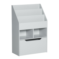 HOMCOM Bibliothèque étagère Multi-Rangement 3 étagères 2 niches Grand tiroir en bois Gris