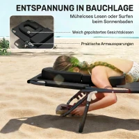 Outsunny ligbed met leesgat 190 cm x 56 cm x 28 cm, zwart(m-4)