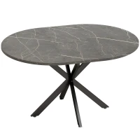 HOMCOM Uitschuifbare eettafel voor 4-6 personen, industriële keukentafel met X-vormige stalen poten, zwart(m-1)