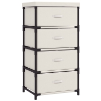 HOMCOM Cómoda para Dormitorio con 4 Cajones de Tela Marco de Acero Cajonera para Salón Oficina Vestidor Beige