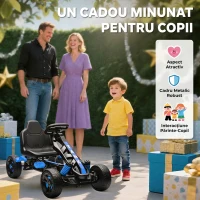 AIYAPLAY Kart cu pedale pentru copii 3-6 ani, max. 50 kg, cu suport pentru pahar și roți EVA antiderapante, albastru(m-8)