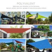 Outsunny Voile d'ombrage Triangulaire Grande Taille 6 x 6 x 6 m polyéthylène Haute densité résistant aux UV Coloris crème(m-8)