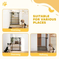 PawHut Barrière de sécurité pour chien extensible 74-80 cm fermeture automatique fixation par pression sans percer noir(m-8)