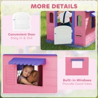 AIYAPLAY 5-in-1 Playhouse for Kids Outdoor Indoor with Basketball Hoop, Football Goal, Dartboard, Ring Toss for 2-5 Years, Pink(m-6)