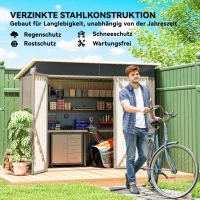 Outsunny Metalen tuinschuur 2,68 m², afsluitbare tuinberging met 3 deuren, ventilatie en lessenaarsdak, incl. handschoenen(m-5)