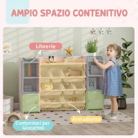 AIYAPLAY Scaffale Portagiochi per Bambini con 8 Contenitori Rimovibili e Armadietti, 140x30x90 cm, Rosa(m-4)