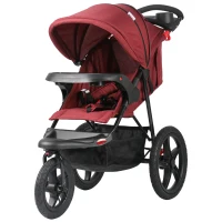 HOMCOM Triciclo Leggero Reclinabile e Pieghevole, Carrozzina per Bambini 6-36 Mesi Fino a 15kg con Portabicchieri, Rosso(m-11)