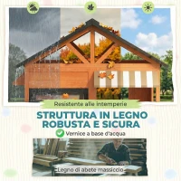 AIYAPLAY Casetta da Giardino per Bambini in Legno di Abete con Snack Bar, Finestre, Mezza Porta, Panca e Tetto Marrone(m-4)