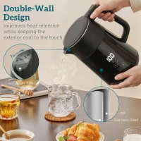 HOMCOM Electric Kettle, 1.7L Fast Boil 3kW Water Kettle with UK Strix Thermostat, LED Display, Keep Warm Function, Black(m-9)