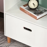 HOMCOM Estantería Infantil Librería de Madera para Niños para Libros Juguetes DVDs con 4 Estantes 1 Cajón Tablero de 2 Colores Diseño Compacto 50x30x142 cm Blanco(m-8)