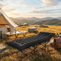 Outsunny Esterilla de Camping Plegable Portátil con Correas Antideslizante para Cama de Camping Tienda Viajes Negro(m-8)
