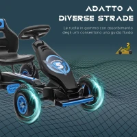 HOMCOM Go Kart a Pedali per Bambini da 5-12 Anni con Sedile Regolabile e Ruote in Gonfiabili, Blu(m-6)