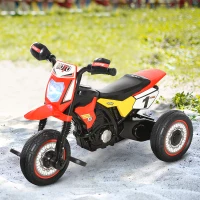 HOMCOM Trike for Kids, Toddler Pedal Motorcycle, Kids Ride On Tricycle Early Learning w/ Music Lights Handlebar Stickers Exercise Boys Girls Gift for 18 - 36 Months Red(m-2)