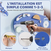 AIYAPLAY Busy Board Jouet, Tableau d'Activités Murale Baleine, Planche Motricité Bébé Educatif pour Garcon Fille dès 2 Ans, Bleu(m-7)