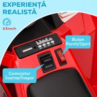 HOMCOM Quad Electric pentru Copii cu Remorcă, Pedală, Mers Înainte și Înapoi, 2,5 km/h, 18-36 Luni, Roșu(m-5)