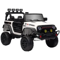 AIYAPLAY Coche Eléctrico para Niños de +3 Años con Batería 12V Mando a Distancia Faros LED Bocina Música Blanco(m-1)