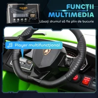 HOMCOM Mașină Electrică pentru Copii cu Telecomandă, Licență Lamborghini Aventador, Vârsta 3-8 Ani, Verde(m-6)