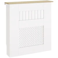 HOMCOM Couvercle de Radiateur en Bois à Lattes avec Détails Croisés et Étagère Supérieure, 78 x 19 x 81 cm, Blanc(m-1)