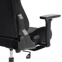 HOMCOM Chaise Gaming Ergonomique Massante et Coussin Lombaire Chauffant, Fauteuil Gaming Inclinable en Lin, Accoudoirs 3D, Noir(m-11)