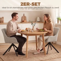 HOMCOM Eetkamerstoelen set van 2, draaibare stoelen met armleuningen, metalen frame, voor woonkamer en eetkamer, beige(m-5)