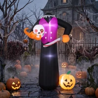 Outsunny 6 FT Halloween Inflatable Headless Skeleton, Blow Up Halloween Skeleton Decoration with LED Lights for Indoor Outdoor(m-8)