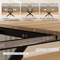HOMCOM Ausziehbarer Esstisch für 4–6 Personen, Küchentisch in Industrie-Optik mit Spinnenbein, braune Holzoptik(m-5)