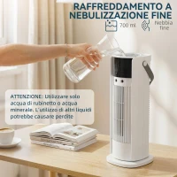HOMCOM Ventilatore a Tavolo con Nebulizzazione, Telecomando, Maniglia, Luci LED, 3 Velocità, Timer 10H, Bianco(m-4)