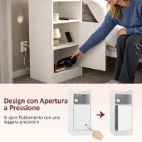 HOMCOM Set 2 comodini con stazione di ricarica, armadietto e ripiano, 25x30x60 cm, Bianco(m-7)