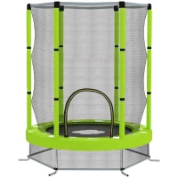 AIYAPLAY Trambulină Elastică pentru Copii Ø140 cm cu Plasă de Siguranță și Desene, Vârstă 3-6 Ani, Verde(m-1)