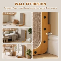 PawHut Cat Scratching Board Wall Mounted Cat Scratcher Corrugated 3 Toy Balls 39 x 23.5 x 57.5 cm Brown(m-5)
