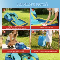 AIYAPLAY Castel Gonflabil cu Tobogan, Piscină și Suflantă (Albastru și Galben)(m-7)