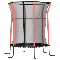 HOMCOM Trampoline pour enfant 1,22 x 1,11 x 1,9 m filet de sécurité porte zippée 6 poteaux rembourrés inclus rouge noir(m-12)