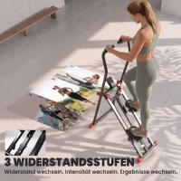 SPORTNOW Treppenstepper für Zuhause, klappbarer Vertical Climber mit 3 Widerstandsstufen, verstellbarem Lenker und LCD-Monitor(m-4)