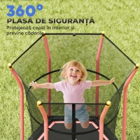 HOMCOM Trampolin pentru Copii cu Intrare cu Fermoar și Stâlpi Captușiți, 122 x 111 x 190 cm, Roșu(m-6)