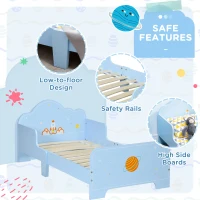 ZONEKIZ 3PCs Kids Bedroom Furniture Set with Bed, Toy Box Bench, Storage Unit with Baskets, Space Themed, for 3-6 Years Old, Blue(m-5)